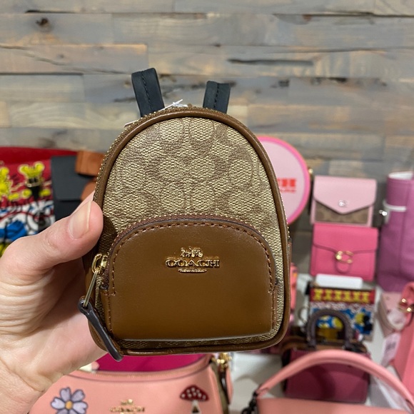 Coach Accessories Mini Court Backpack Bag Charm In Signature Canvas
